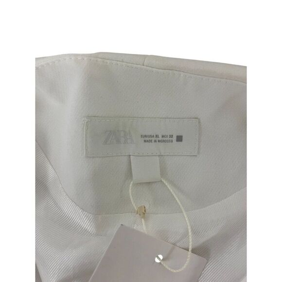 Zara Womens Fitted Blazer XL White Suit Jacket Gold Tone Button 2399/593 NWT - Picture 6 of 16